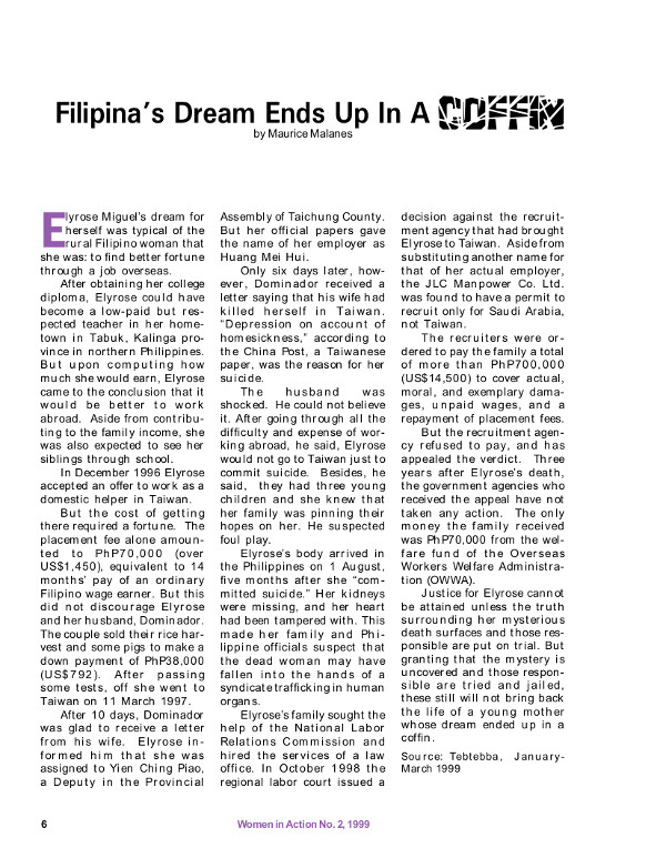 Cover of Filipina's Dream Ends Up In A Coffin