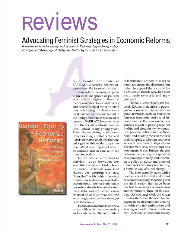 Cover of Advocating Feminist Strategies in Economic Reforms