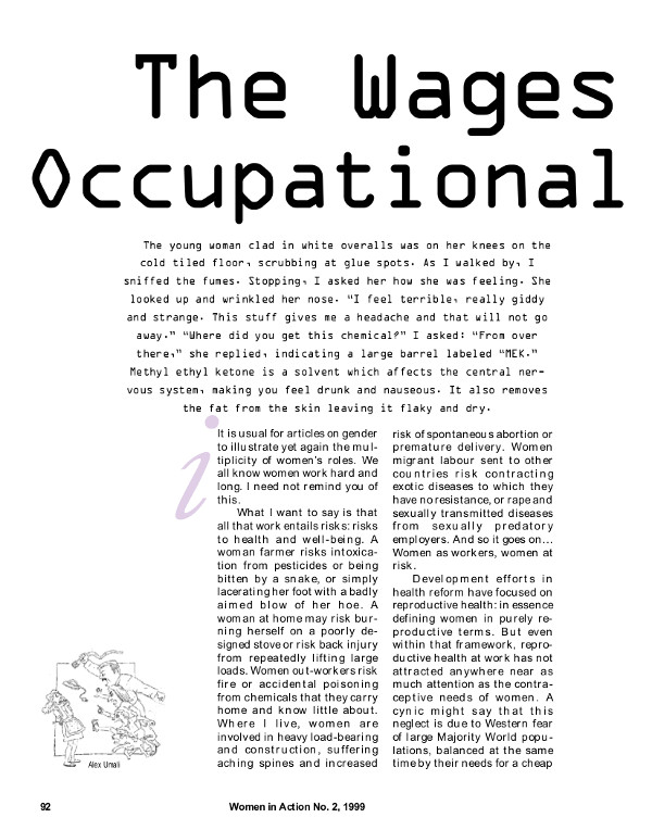 Cover of The wages of work:occupational health and women