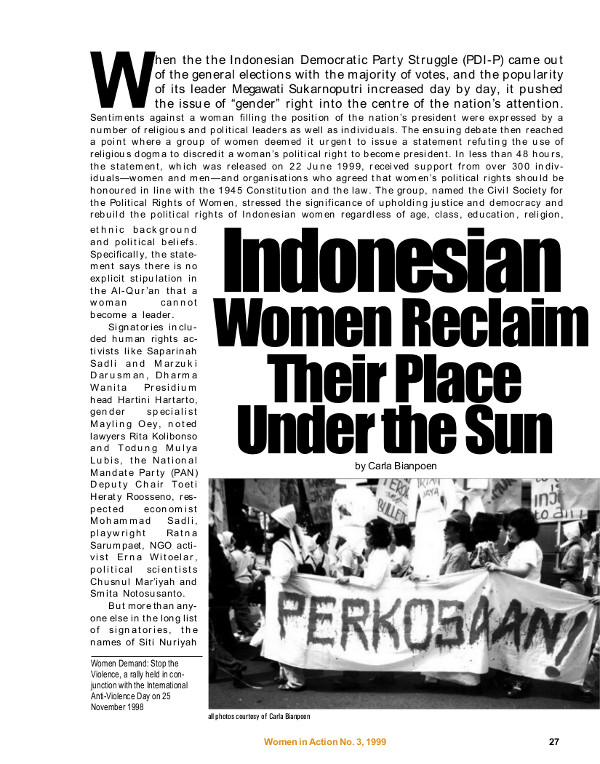 Cover of Indonesian women reclaim their place under the sun