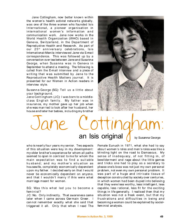 Cover of Jane Cottingham: an Isis original