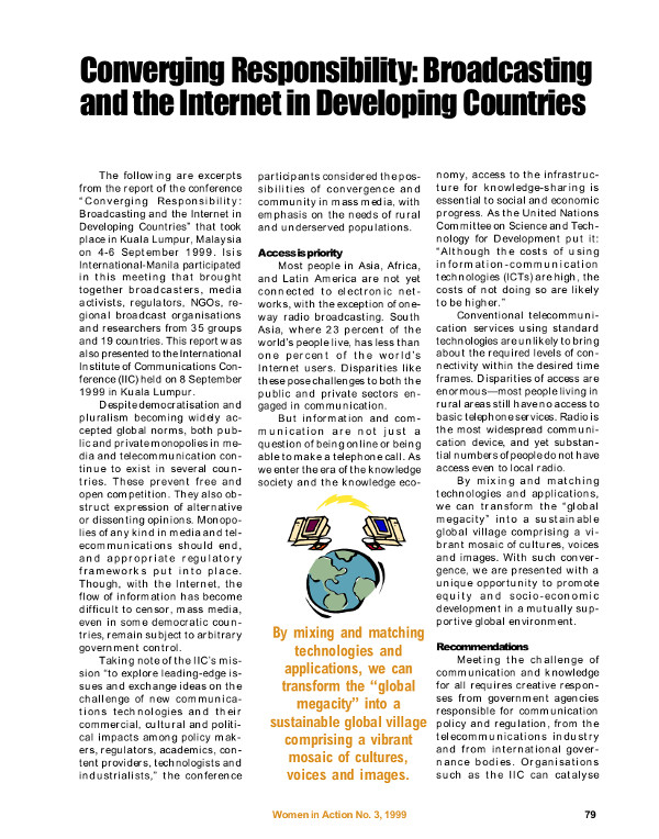 Cover of Converging responsibility: broadcasting and the Internet in developing countries