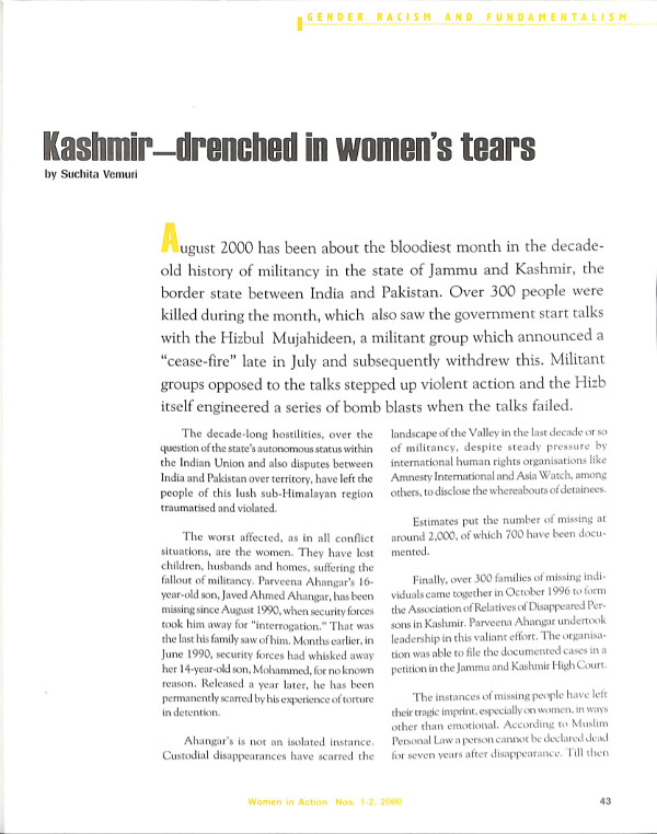 Cover of Kashmir-drenched in women's tears