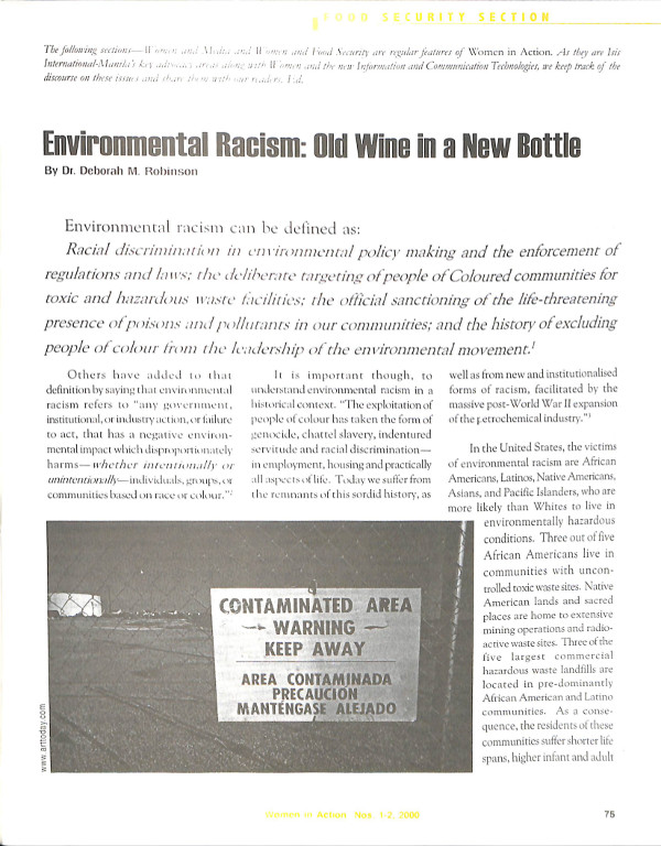 Cover of Environmental Racism: Old Wine in a New Bottle