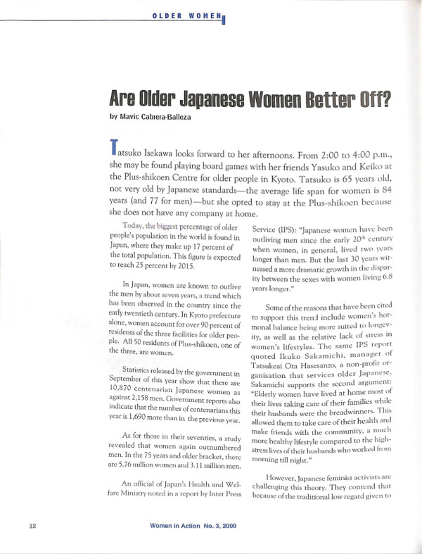 Cover of Are Older Japanese Women Better Off?