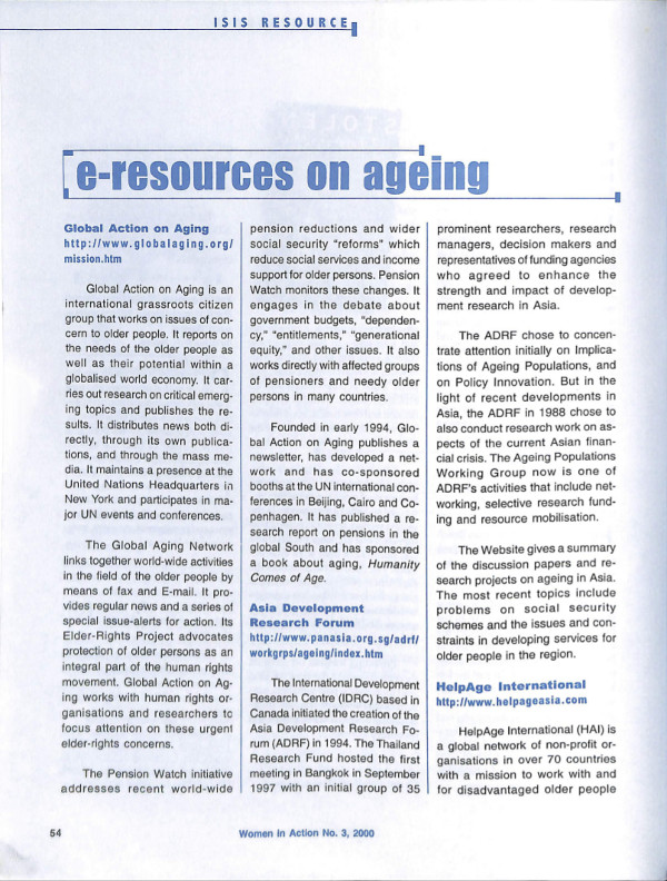 Cover of E-resources on ageing