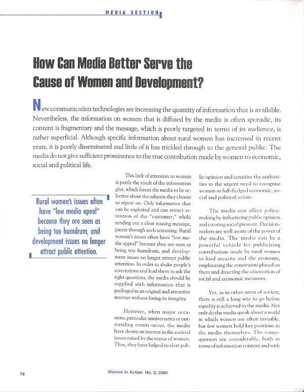 Cover of How Can Media Better Serve the Cause of Women and Development?