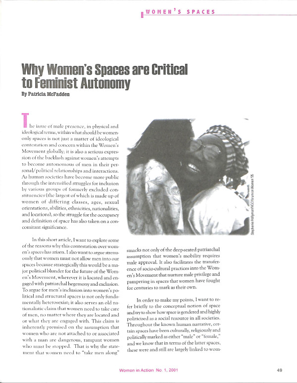 Cover of Why Women's Spaces are Critical to Feminist Autonomy