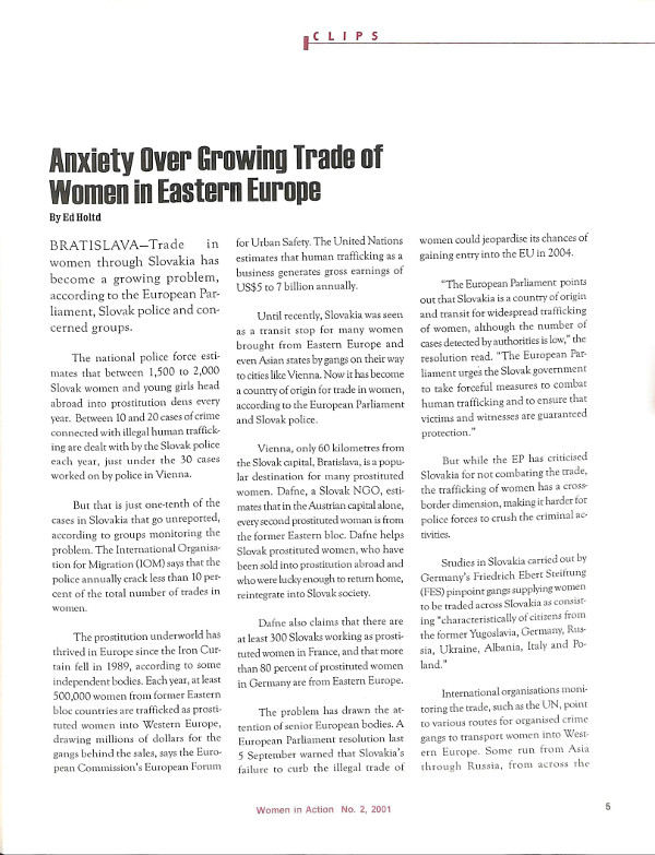 Cover of Anxiety Over Growing Trade of Women in Eastern Europe