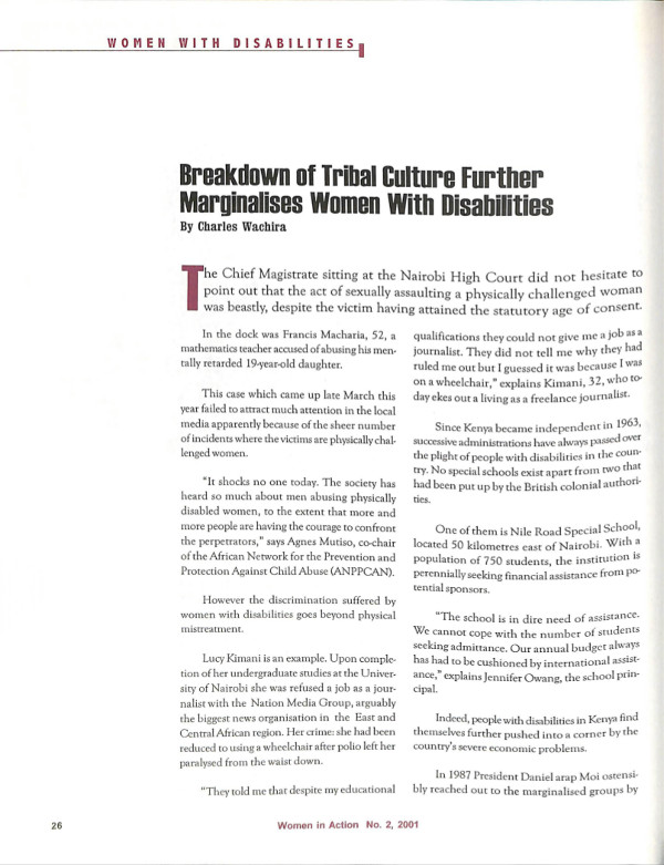 Cover of Breakdown of Tribal Culture Further Marginalises Women With Disabilities