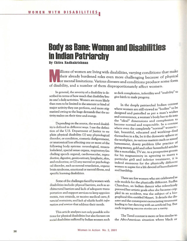 Cover of Body as Bane: Women and Disabilities in Indian Patriarchy