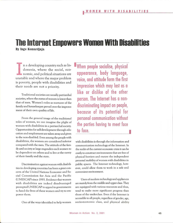 Cover of The Internet Empowers Women With Disabilities