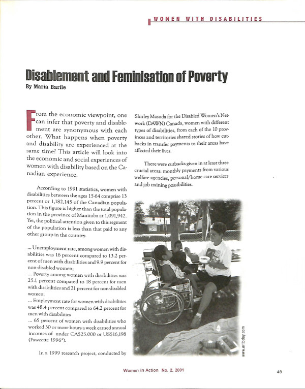 Cover of Disablement and Feminisation of Poverty