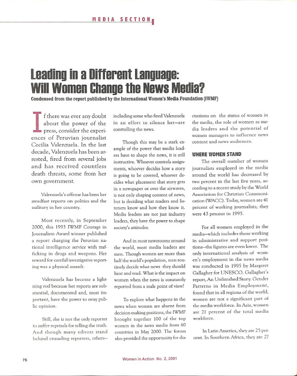 Cover of Leading In a Different Language: Will Women Change the News Media?