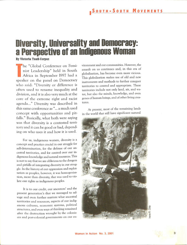 Cover of Diversity, Universality and Democracy: a Perspective of an Indigenous Woman