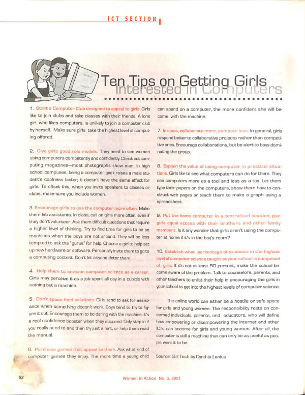 Cover of Ten Tips on Getting Girls Interested in Computers