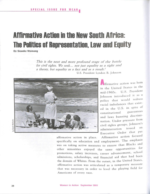 Cover of Affirmative Action in the New South Africa: The Politics of Representation, Law and Equity