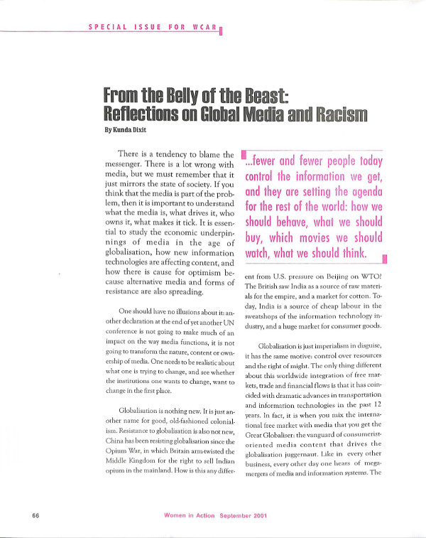 Cover of From the Belly of the Beast: Reflections on Global Media and Racism