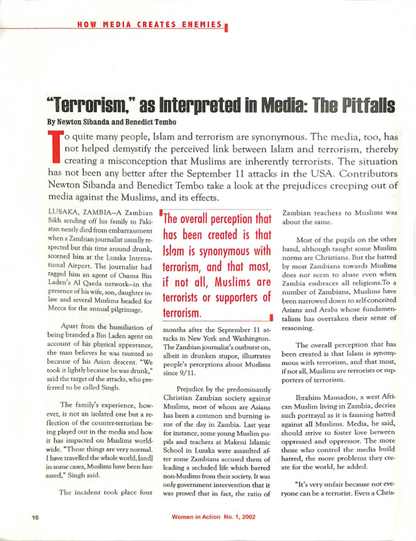 Cover of Terrorism, as Interpreted in Media: The Pitfaiis