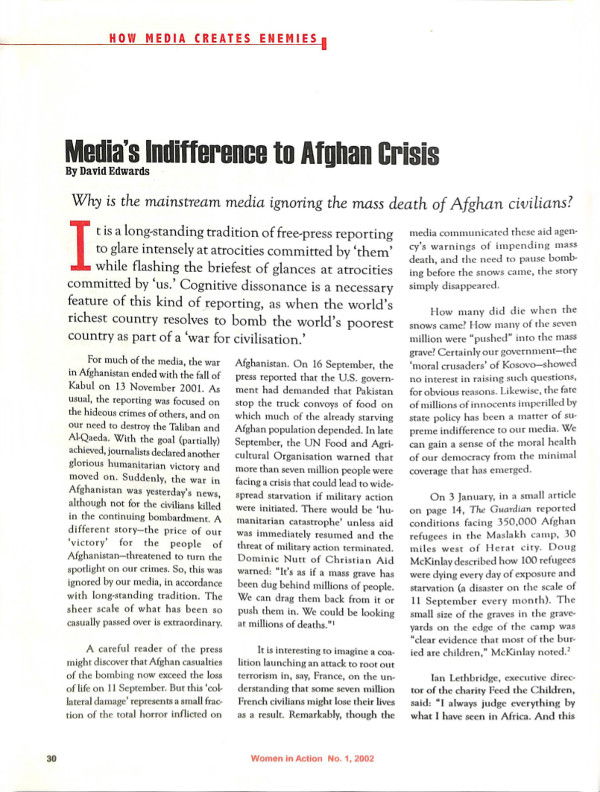 Cover of Media's indifference to Afghan Crisis