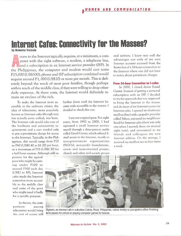 Cover of Internet Cafes: Cennectivity for the Masses?