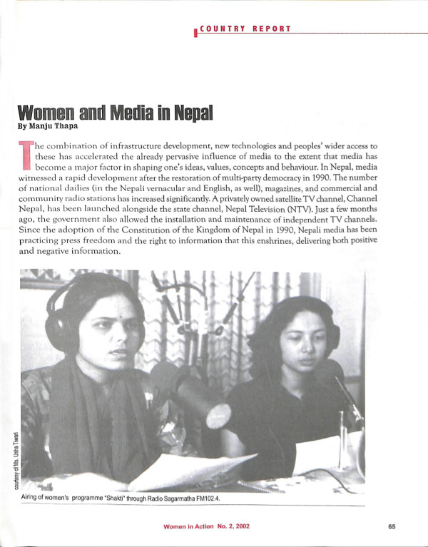 Cover of Women and Media in Nepal