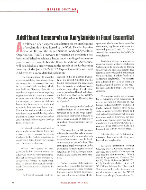 Cover of Additional Research on Acrylamide in Food Essential