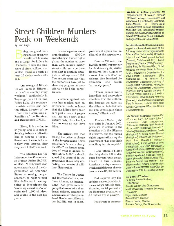 Cover of Street children murders peak on weekends