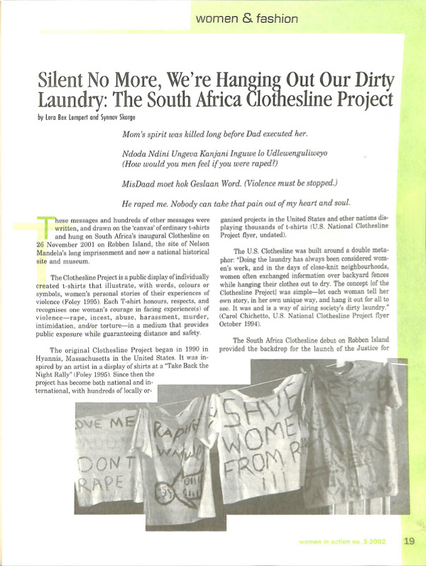 Cover of Silent no more, we're hanging out our dirty laundry: The South Africa clothesline project