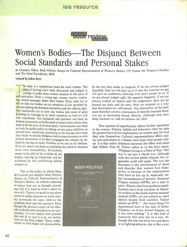 Cover of Women's Bodies—The Disjunct Between Social Standards and Personal Stakes