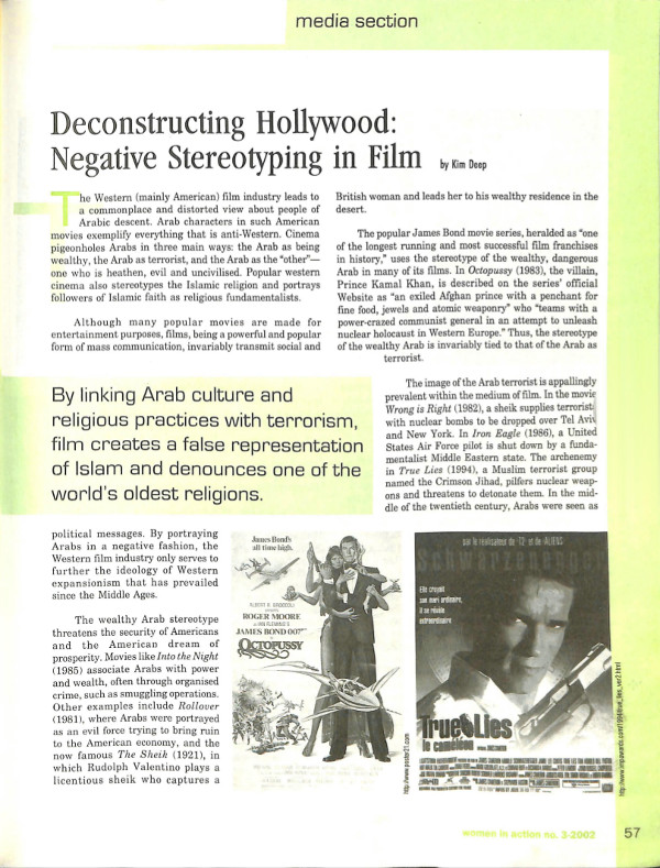 Cover of Deconstructing Hollywood: Negative Stereotyping in Film