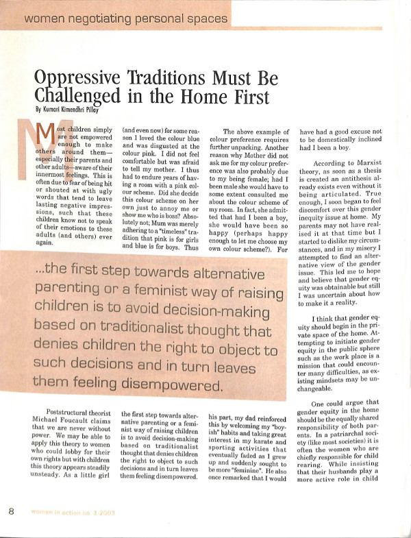 Cover of Oppressive Traditions Must Be Challenged in the Home First