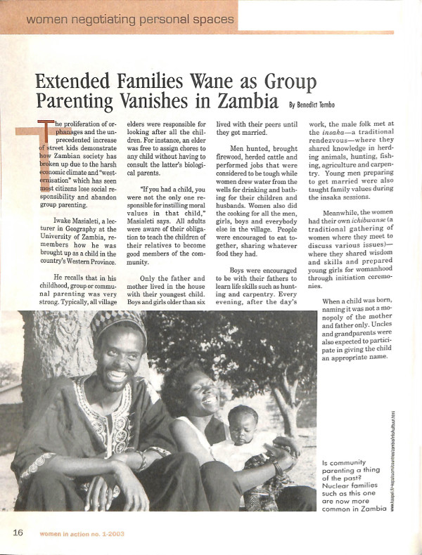 Cover of Extended Families Wane as Group Parenting Vanishes in Zambia