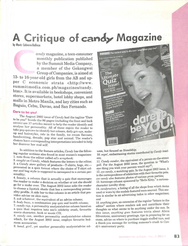 Cover of A critique of Candy magazine