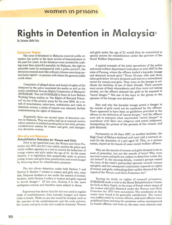 Cover of Rights in Detention in Malaysia