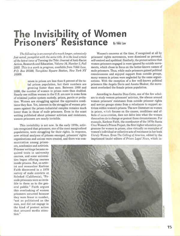 Cover of The Invisibility of Women Prisoners' Resistance