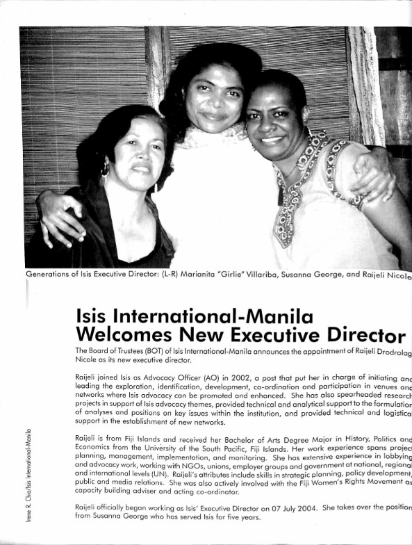 Cover of Isis International-Manila welcomes new Executive Director