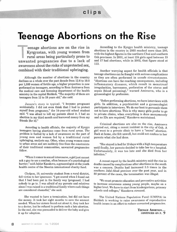 Cover of Teenage Abortions on the Rise