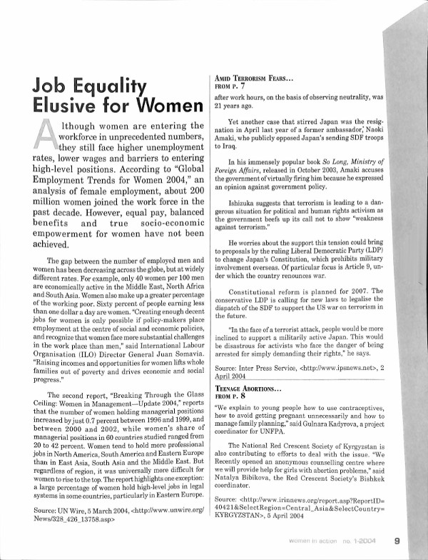 Cover of Job Equality Elusive for Women