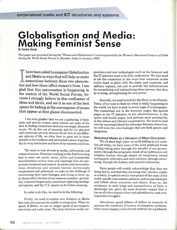 Cover of Globalisation and Media: Making Feminist Sense