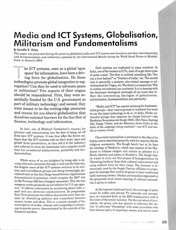 Cover of Media and ICT Systems, Globalisation, Militarism and Fundamentalisms