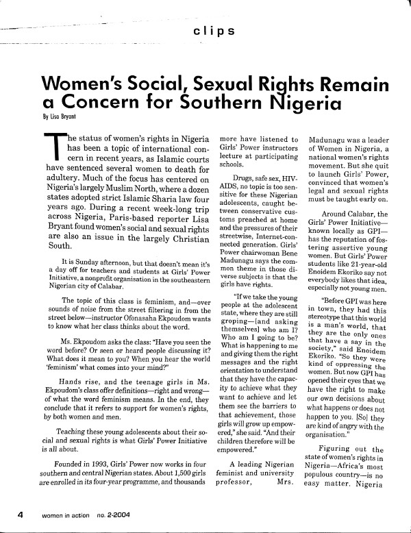 Cover of Women's Social, Sexual Rights Remain a Concern for Southern Nigeria