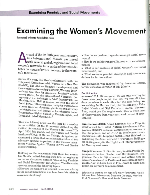 Cover of Examining the Women's Movement