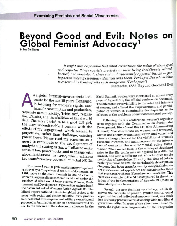 Cover of Beyond Good and Evil: Notes on Global Feminist Advocacy