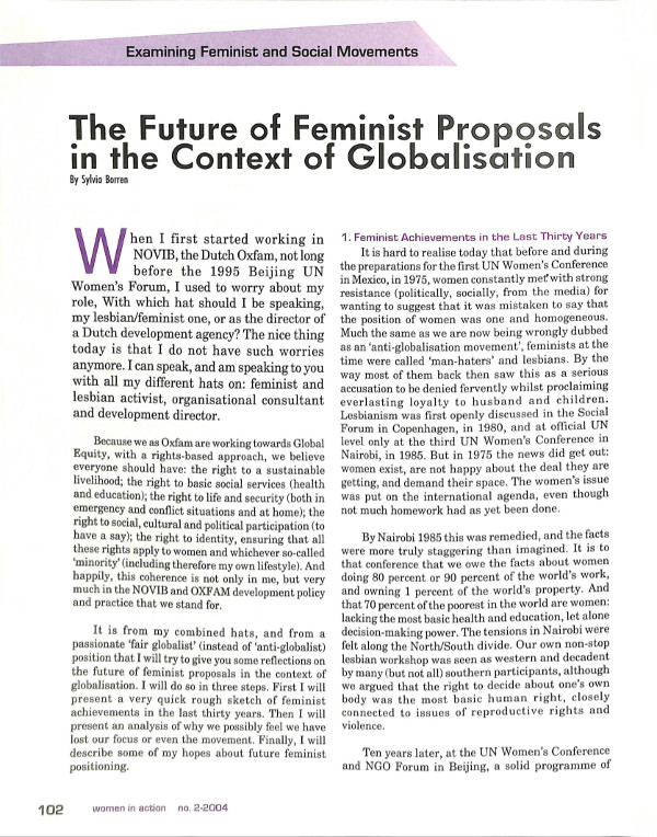 Cover of The Future of Feminist Proposals in the Context of Globalisation