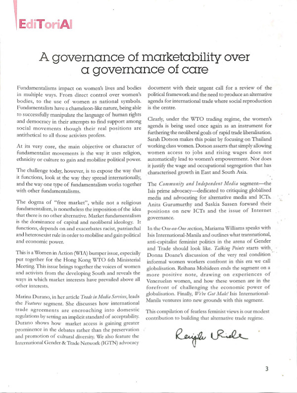 Cover of A governance of marketability over a governance of care (editorial)