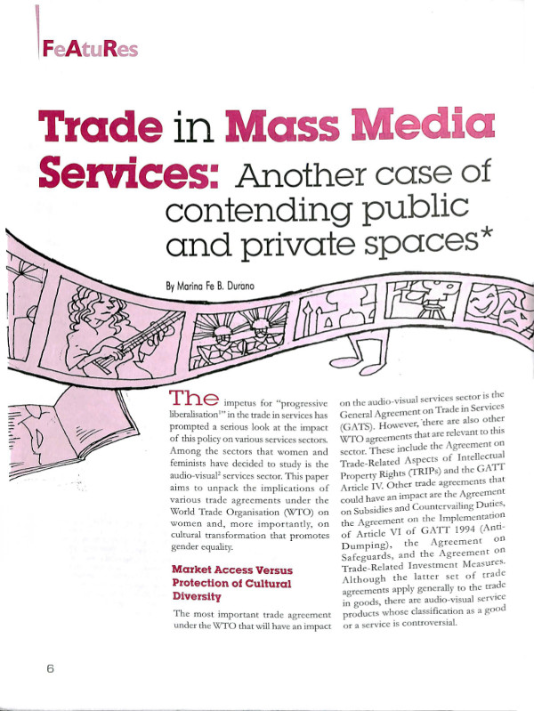 Cover of Trade in Mass Media Services: Another case of contending public and private spaces