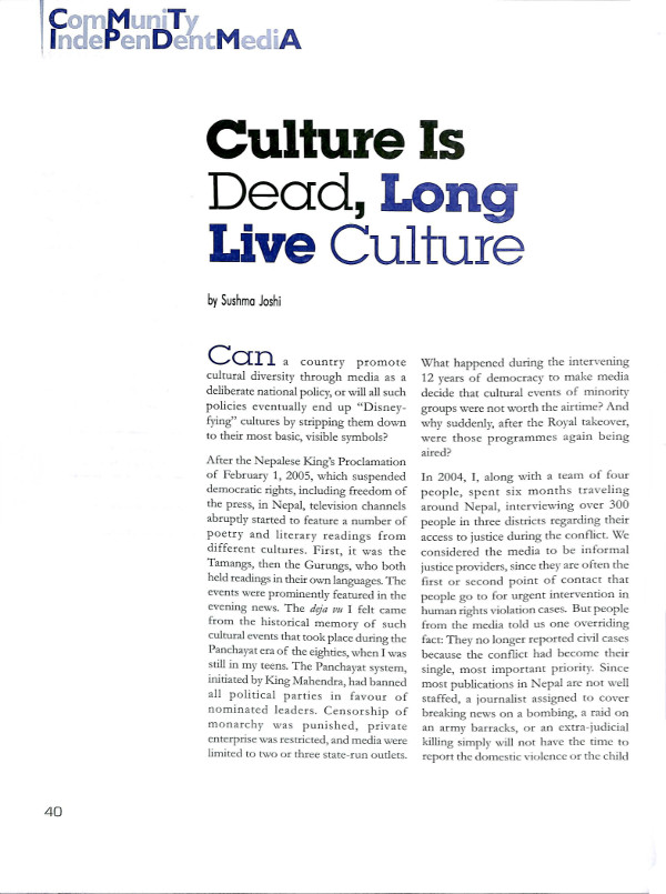 Cover of Culture Is Dead, Long Live Culture