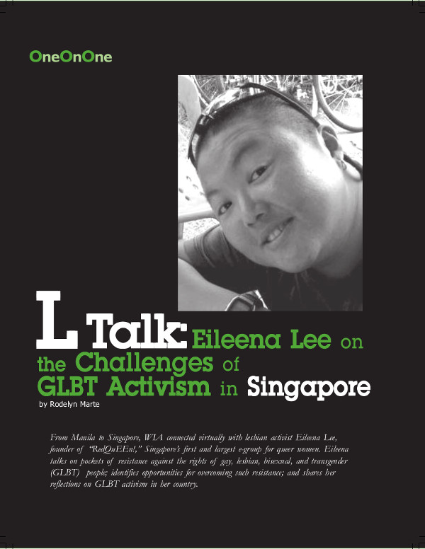 Cover of L Talk: Eileena Lee on the Challenges of GLBT Activism in Singapore