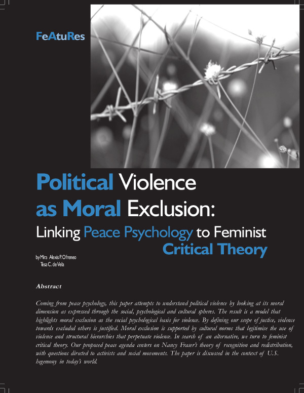 Cover of Political Violence as Moral Exclusion: Linking Peace Psychology to Feminist Critical Theory